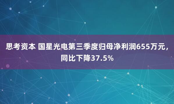 思考资本 国星光电第三季度归母净利润655万元，同比下降37.5%